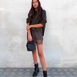 Allsaints Eloise lace slip dress + sweater - Olive green - Size S